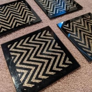 Black & Gold Chevron Coasters set of 4
